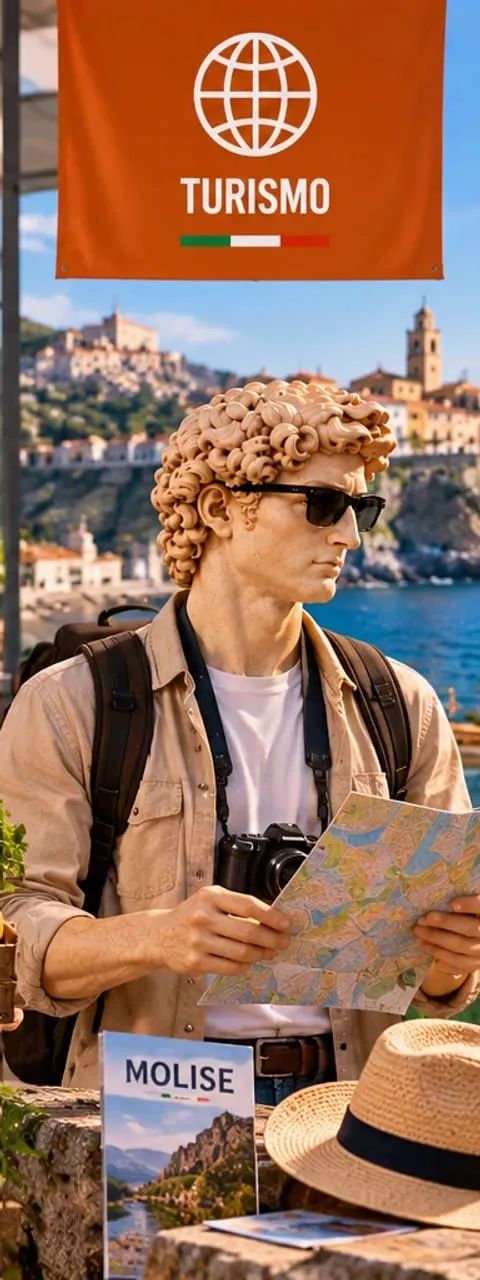 David with a camera and a map of Molise